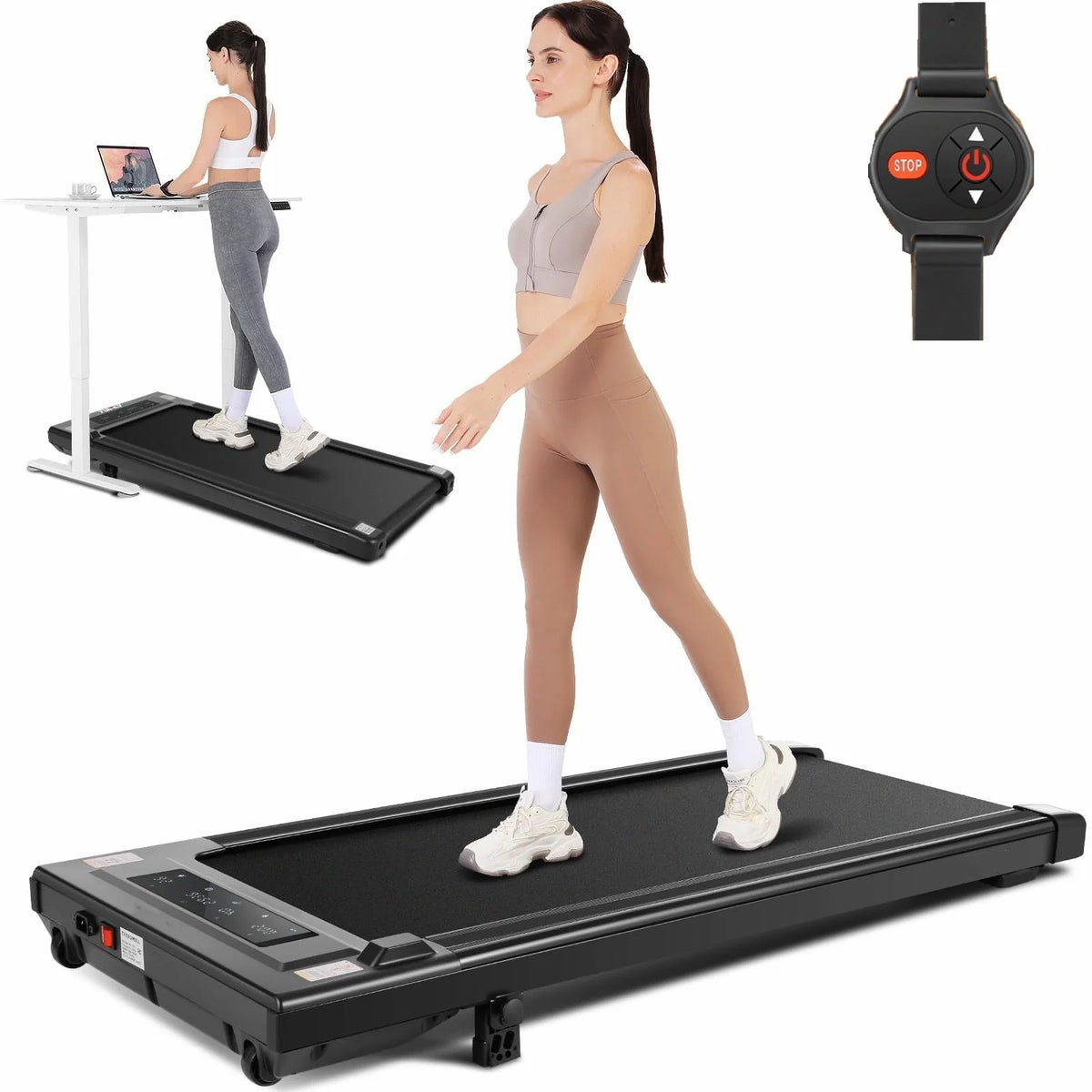Under Desk Treadmill with Remote Control, LED Touch Screen Treadmill Ultra - Quiet, 300 lb Weight Capacity Walking Pad Treadmill for Home Office